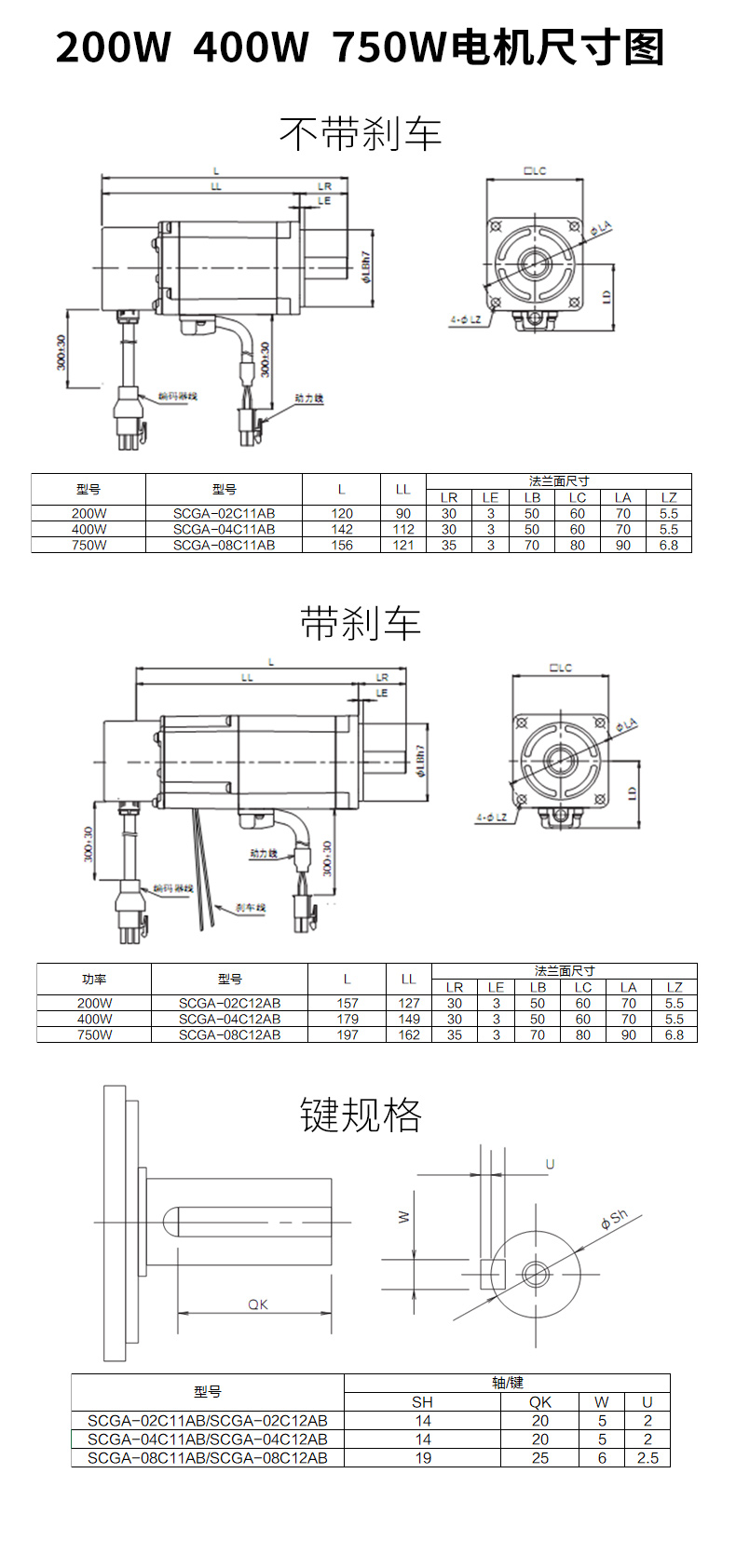 拓達(dá)伺服電機尺寸圖